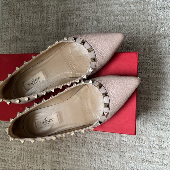 Valentino Pink Studded Flats with Pointed Toe